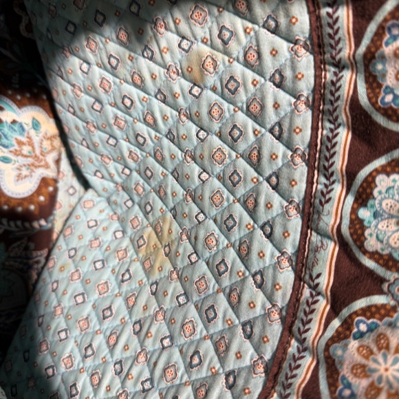 Vera Bradley Java Blue Retired Tote Bag Brown Turquoise - Picture 9 of 14